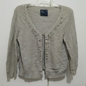 Gray Rhinestone Cardigan